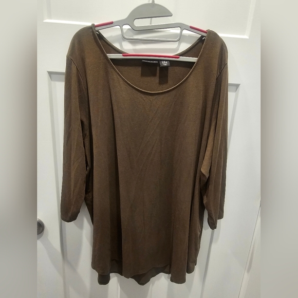 Tahari Women’s 3X Olive Green Tunic Top Pima Cotton Modal Blend Plus Size - Picture 1 of 9
